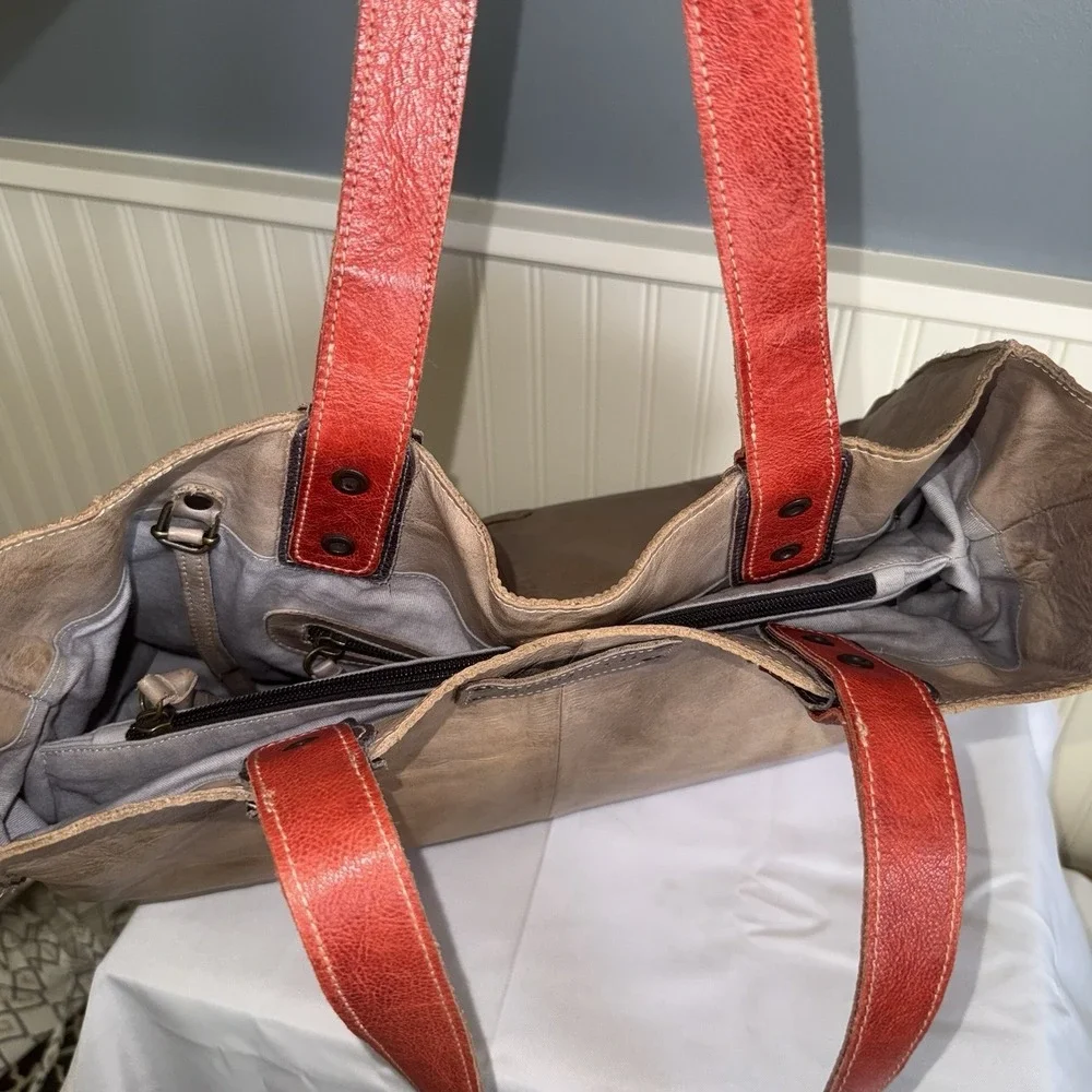 Bed Stu Leather Arlington Tote Shoulder Bag Purse Handbag Brown Red Distressed